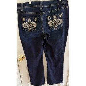 Lane Bryant 16 Regular Dark Blue Wash Embroidered Pocket Stretch Women's Jeans